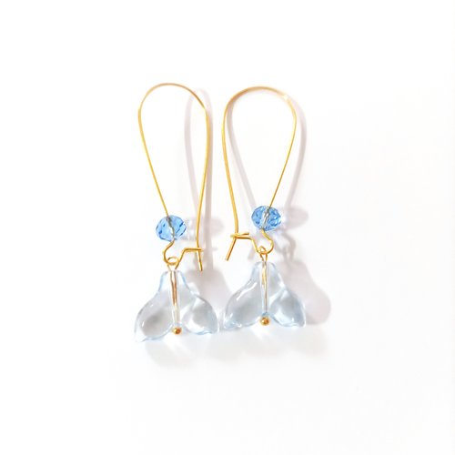 Boucles d'oreilles perle sirène bleu