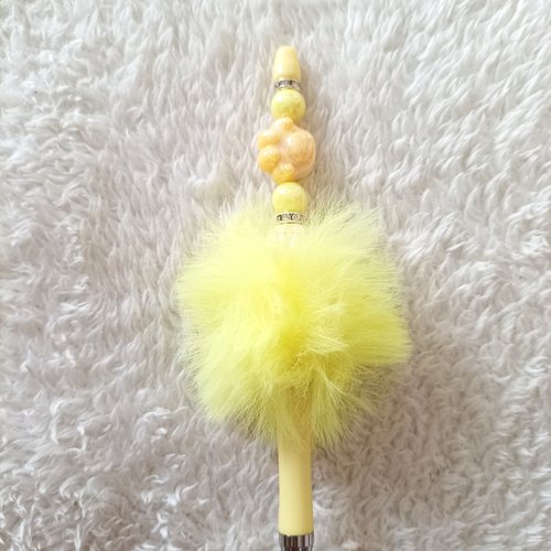 Stylo fourrure chat jaune