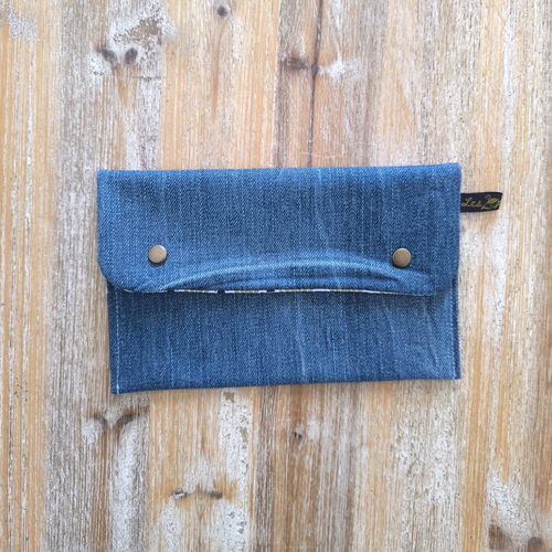 Trousse en jean recyclé - eventails doré