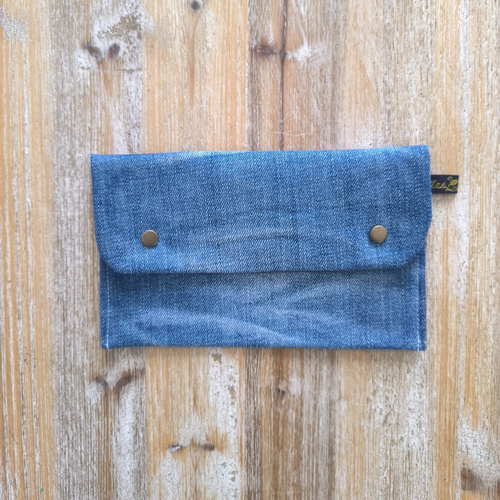 Trousse en jean recyclé - marron uni