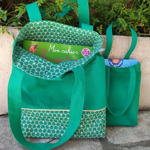Lot de 2 tote bags réversibles 100% coton