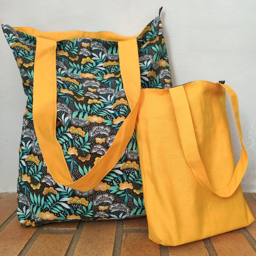 Lot de 2 tote bags réversibles 100% coton