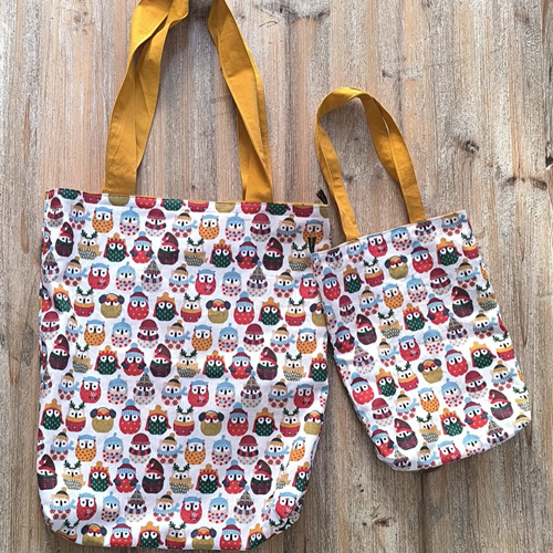 Lot de 2 tote bags réversibles 100% coton