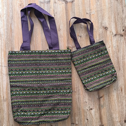 Lot de 2 tote bags réversibles 100% coton