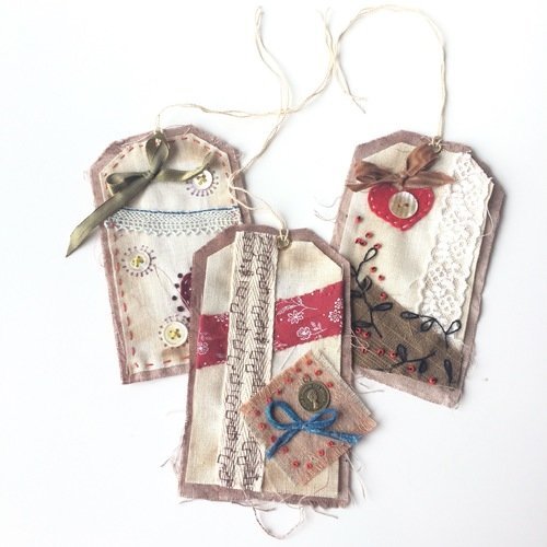 Etiquettes textiles - étiquettes cadeaux - étiquettes scrap - étiquettes de noël