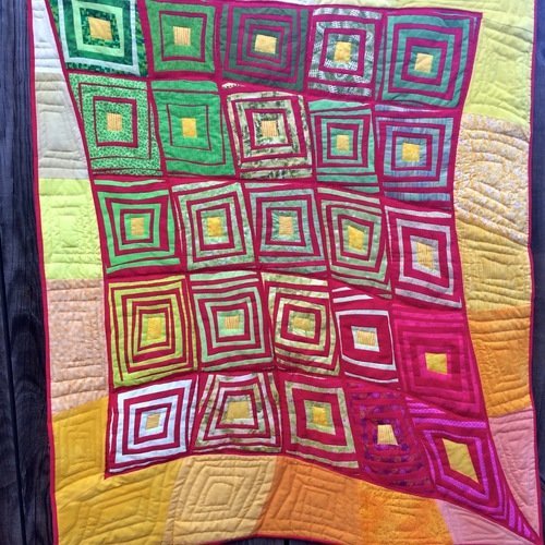 Patchwork moderne motifs géométriques - tableau textile contemporain -  décoration d'intérieure