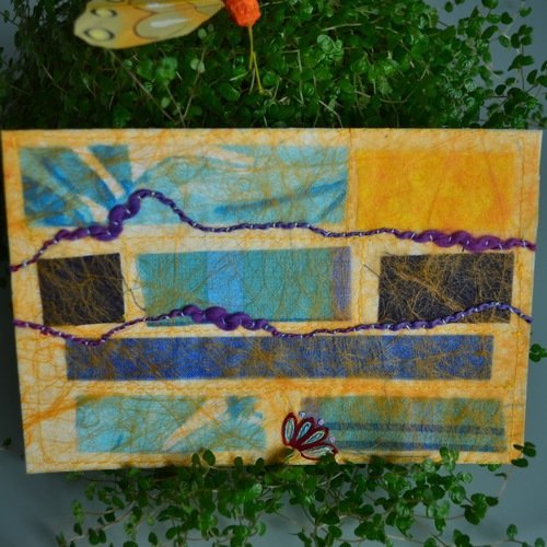 Carte textile brodée - carte patchwork
