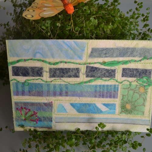 Carte textile brodée - carte patchwork