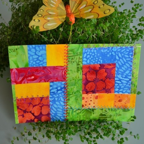 Carte textile brodée - carte patchwork