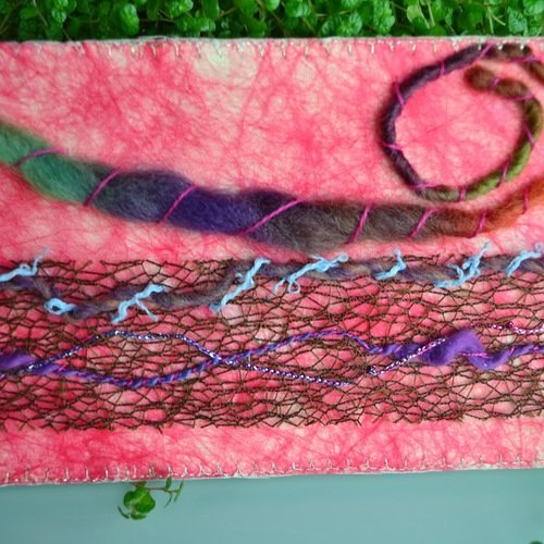 Carte textile brodée - carte patchwork