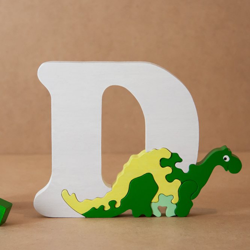 Puzzle en bois, lettre alphabet ( dinosaure )