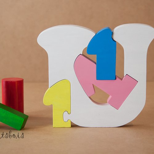 Puzzle en bois, lettre alphabet ( un - 1 )