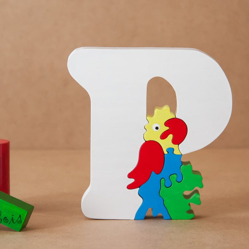 Puzzle en bois, lettre alphabet ( perroquet )