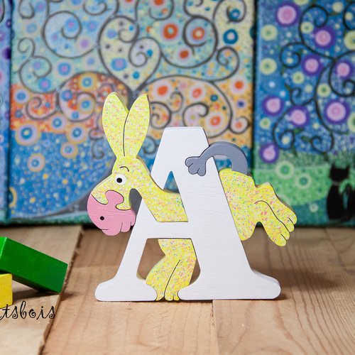 Puzzle en bois , lettre alphabet ( âne )