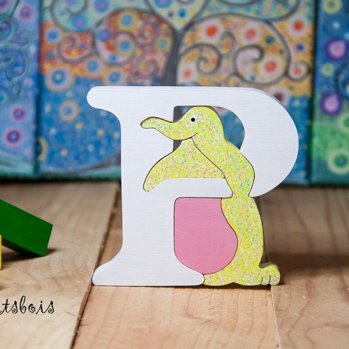 Puzzle en bois , lettre alphabet ( pingouin )