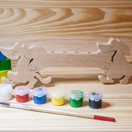 Puzzle en bois et son kit à peindre
