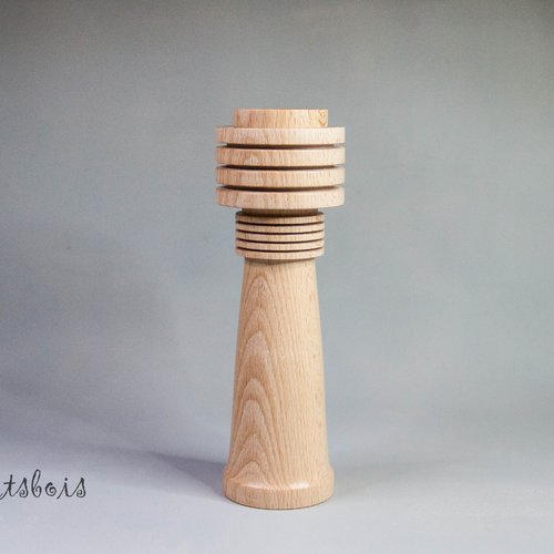 Pilier égyptien djed en bois de hêtre ( france ) haut 15,5 cm - ø maxi 5 cm