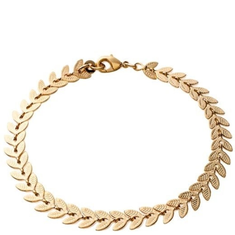 Bracelet femme acier doré à l'or fin double chaine coeur 5 breloques