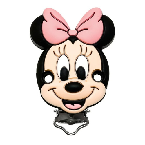 1 pince clip en silicone, attache tétine, passant boucle, souris minnie