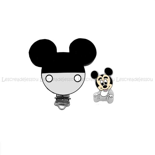 1 perle + 1 pince clip en silicone, attache tétine, souris ressemblant à mickey