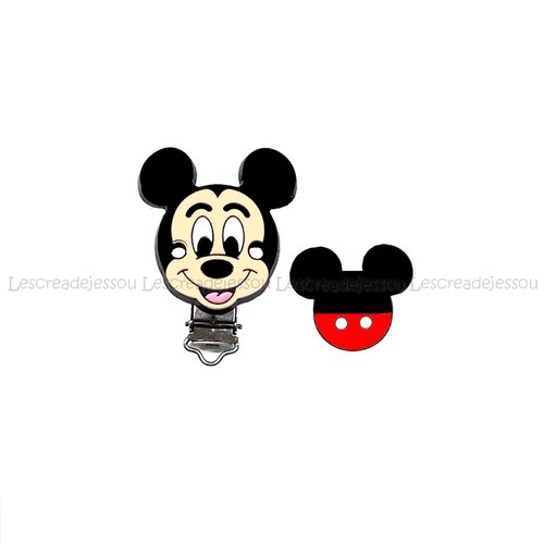 1 perle + 1 pince clip en silicone, attache tétine, souris ressemblant à mickey