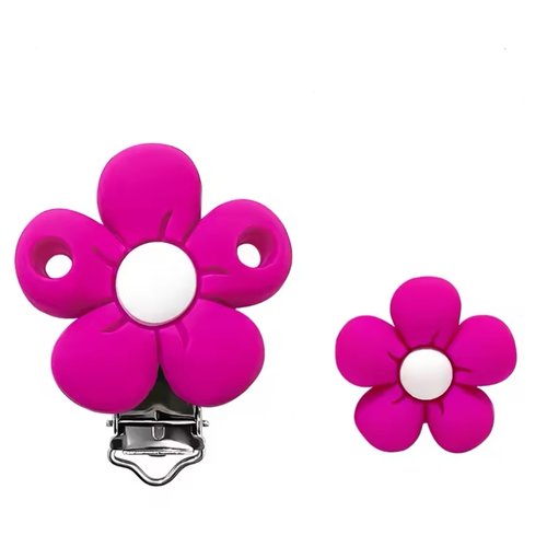 1 perle + 1 pince clip en silicone, attache tétine, fleur