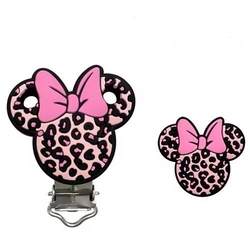 1 perle + 1 pince clip en silicone, attache tétine, souris ressemblant à minnie