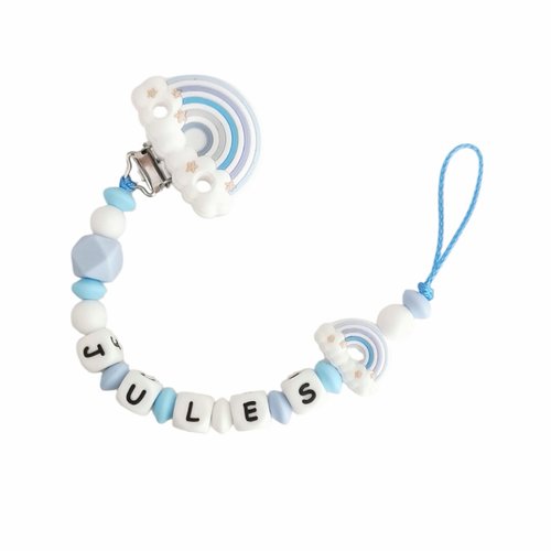 Attache tétine en silicone arc en ciel