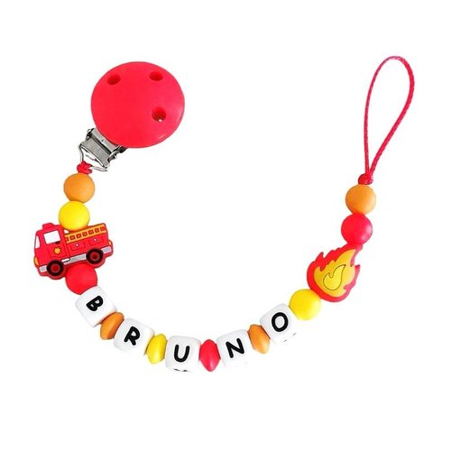 Attache tétine en silicone pompier