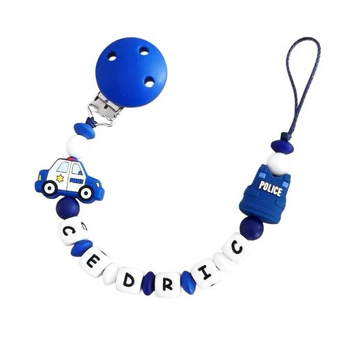 Attache tétine en silicone police