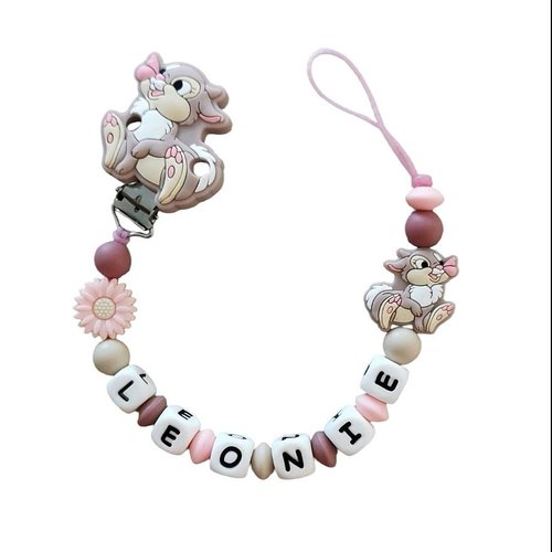 Attache tétine en silicone lapin