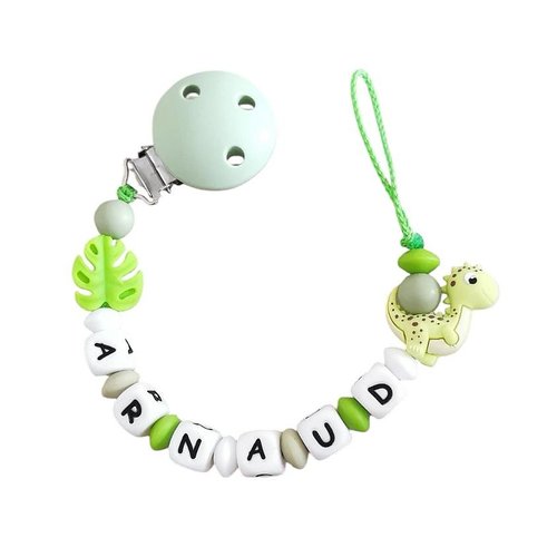 Attache tétine en silicone dinosaure