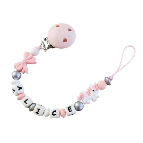 Attache tétine en silicone licorne