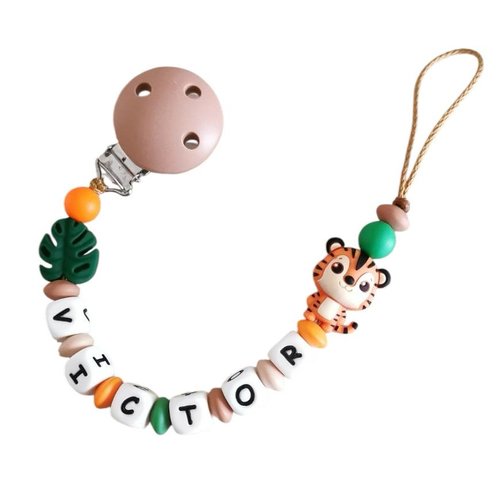 Attache tétine en silicone jungle tigre