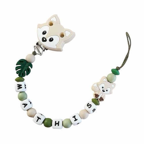 Attache tétine en silicone jungle renard