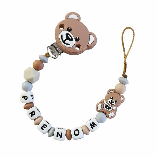 Attache tétine en silicone ourson