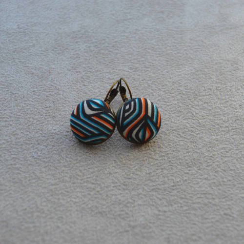 Boucles d'oreille collection&quot; les textiles &quot; ton multicolore, boutons en tissu liberty