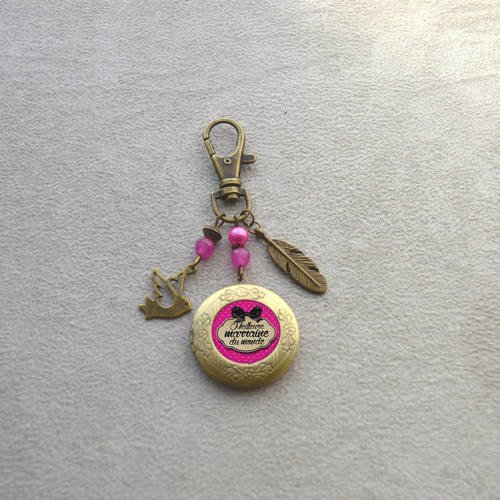 Porte clé &amp; porte photo &quot; spécial marraine  &quot; composé de perles en agate et verre tchèque 