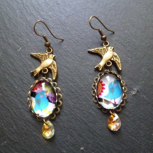 Boucles d'oreilles &quot;mon ptit oiseau&quot;