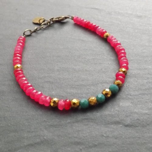 Magnifique bracelet &quot; raipur &quot; perles en jade,cristal,hématite