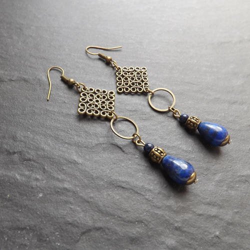 Boucles d'oreille " mirana " lapis lazuli 