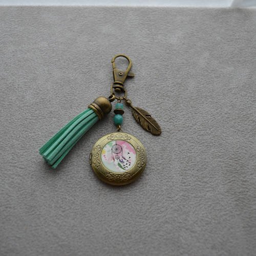 Porte clé &amp; porte photo &quot; dreamcatcher &quot; composé de perles en verre tchèque 