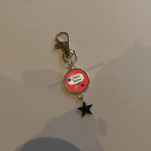 Porte clé &quot; special maitre &quot; composé d'une étoile noire émaillée 