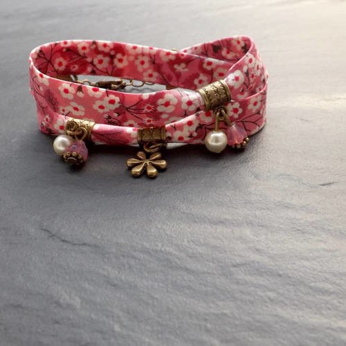 Bracelet liberty 2 tours &quot; japanese flowers &quot;