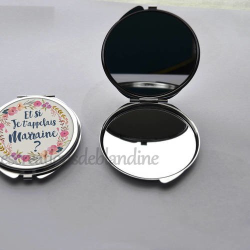 Miroir de poche double " et si je t'appelais marraine ? " 