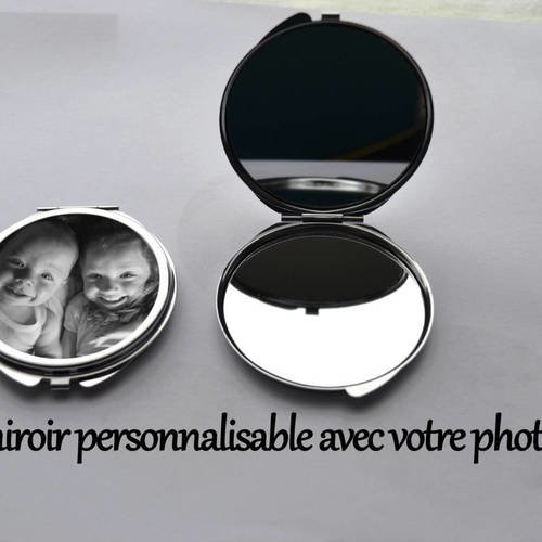 Miroir de poche double personnalisable avec la photo de votre choix