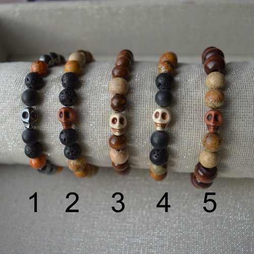 Bracelets mixtes en pierre de lave, perles en bois, hématite, oeil de tigre, jaspe, agate, howlite