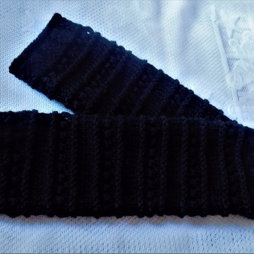 Jambières,guêtres en tricot,coloris noir,point ajouré.