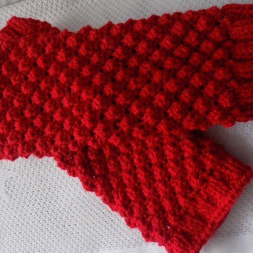 Jambières,guêtres rouges pour bébé au tricot,taille 12 à 24 mois.
