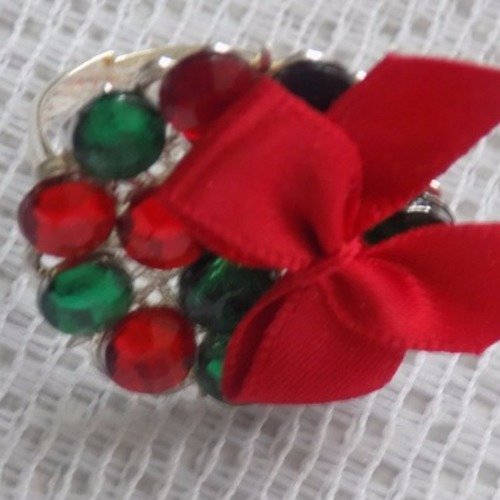 Noël:bague ajustable argent
